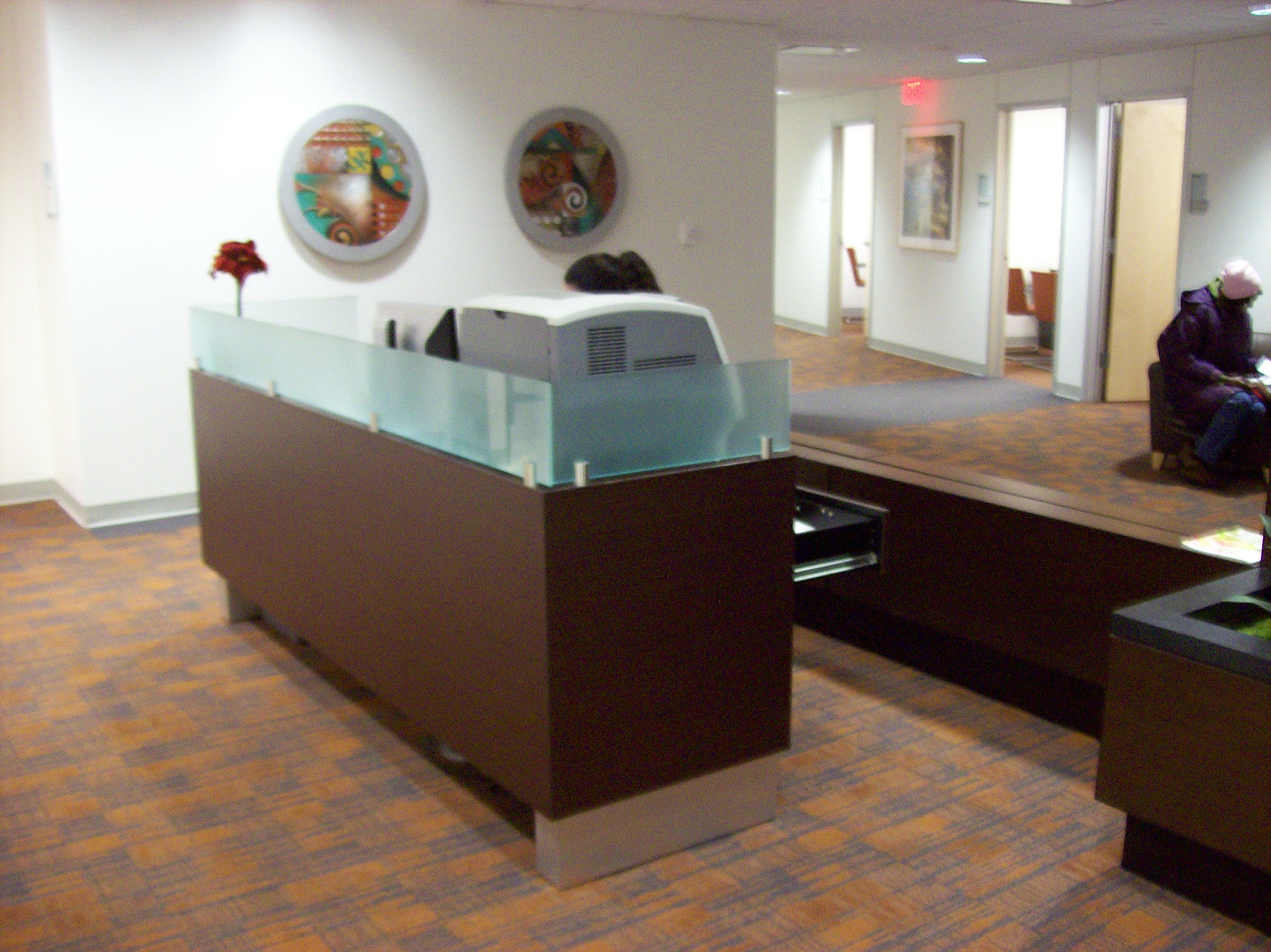 Rectangle Reception desk with glass